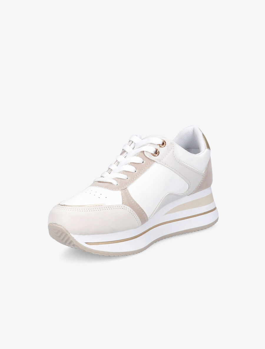 Baskets compensées à contrefort contrastant - Beige - 3