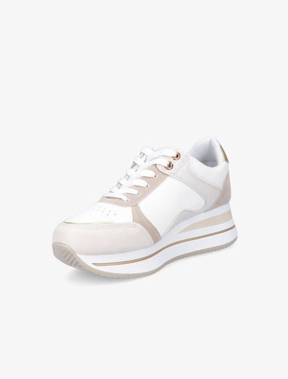 Baskets compensées à contrefort contrastant - Beige - 3