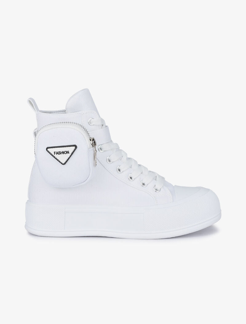 Baskets montantes avec pochette amovible - Blanc - 5