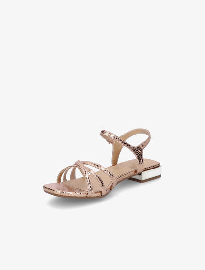 Sandales effet python et brides croisées - Rose gold - 3