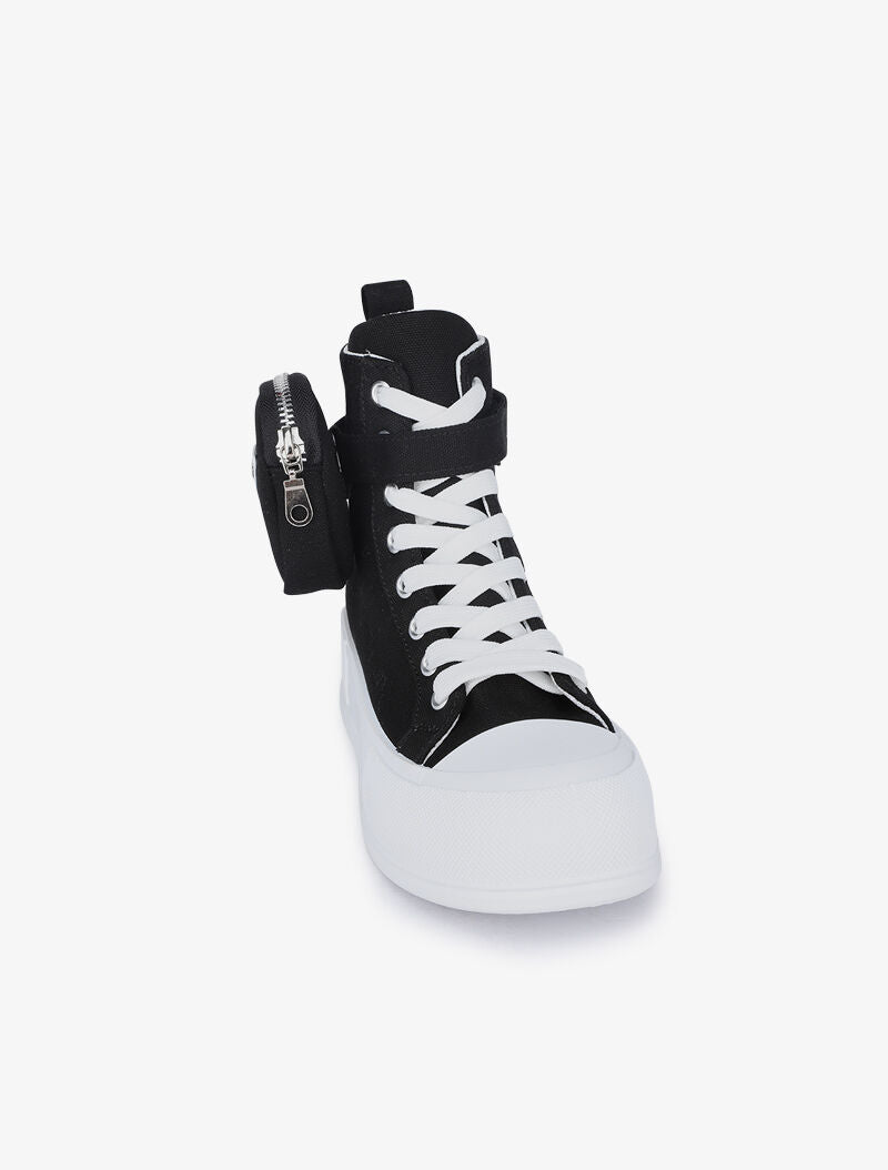 Baskets montantes avec pochette amovible - Noir - 2