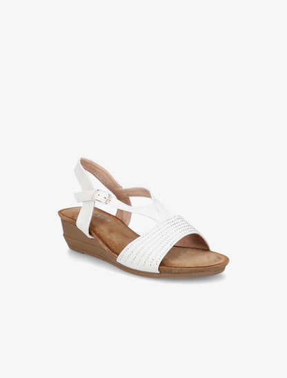 Sandales compensées à brides à strass - Blanc - 2