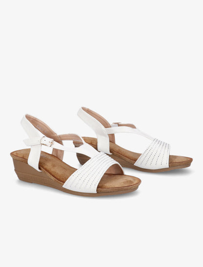 Sandales compensées à brides à strass - Blanc - 4