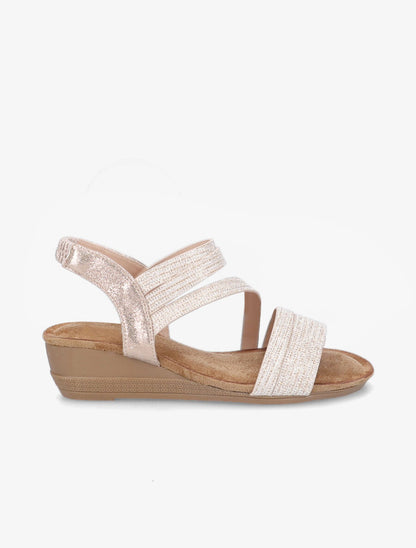 Sandales compensées et brides à paillettes - Rose gold - 5