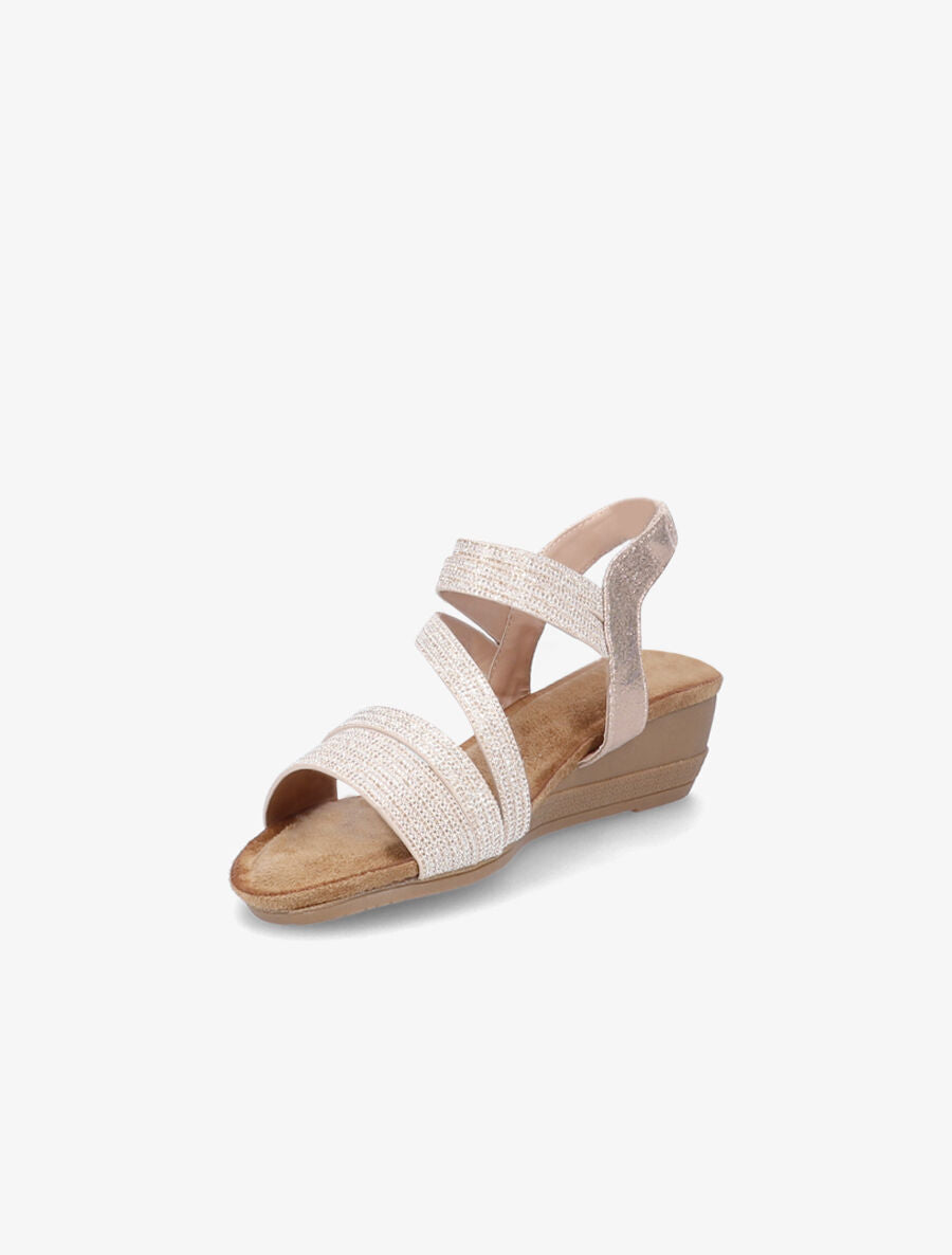 Sandales compensées et brides à paillettes - Rose gold - 3