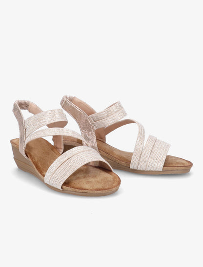 Sandales compensées et brides à paillettes - Rose gold - 4