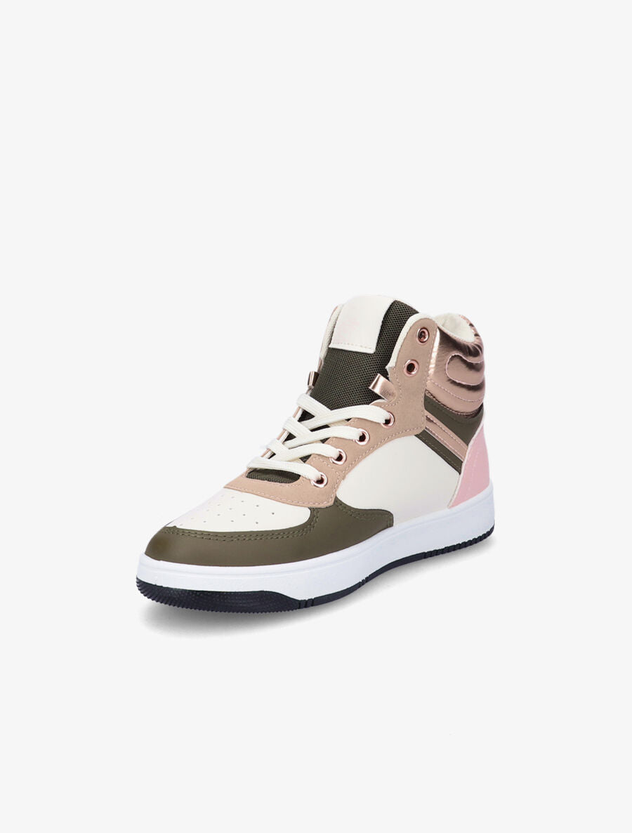 Sneakers montantes en simili - Kaki/rose gold - 3
