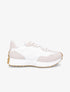 Running en suédine et tissu brodé - Blanc/beige - 1