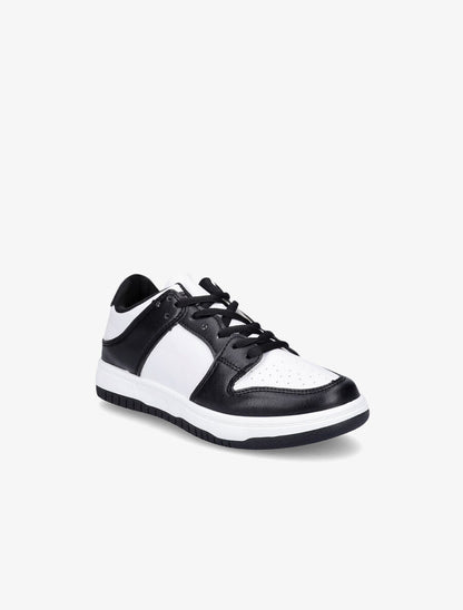 Sneakers bicolore en simili - Noir/blanc - 2