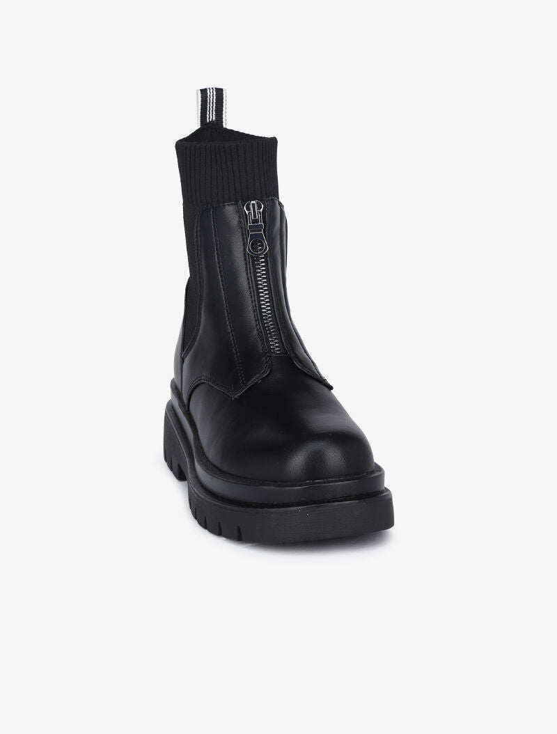 Boots zippées à tige contrastante - Noir - 3