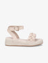 Sandales tressées à semelles compensées raphia - Beige - 1