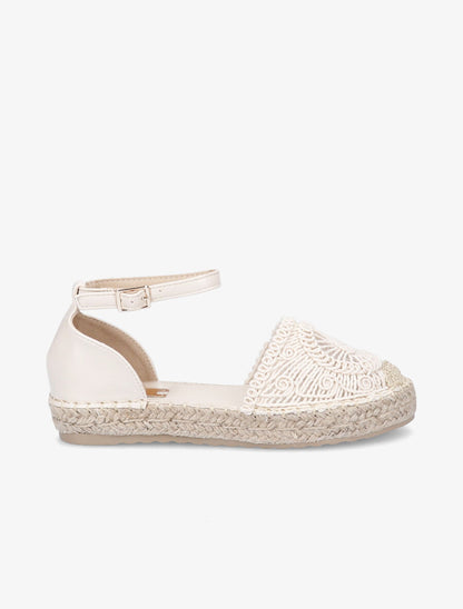 Espadrilles en crochet et simili - Beige - 1