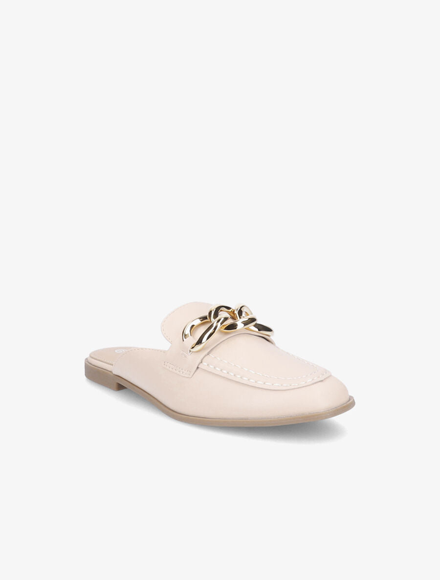Mules style mocassin à chaîne - Beige - 2