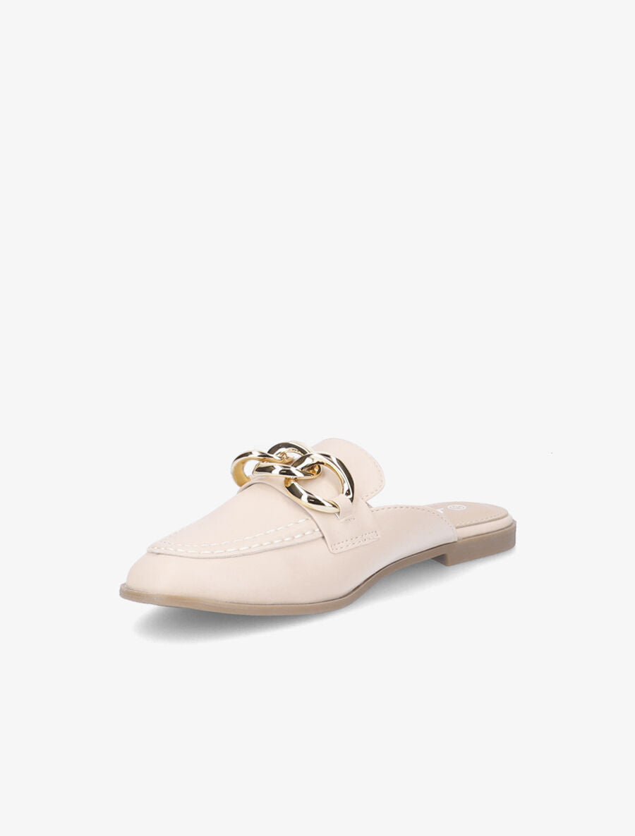 Mules style mocassin à chaîne - Beige - 3
