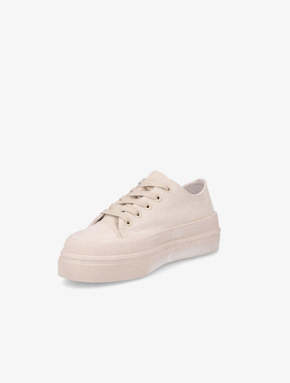 Tennis en suédine à semelles plateformes - Beige - 3
