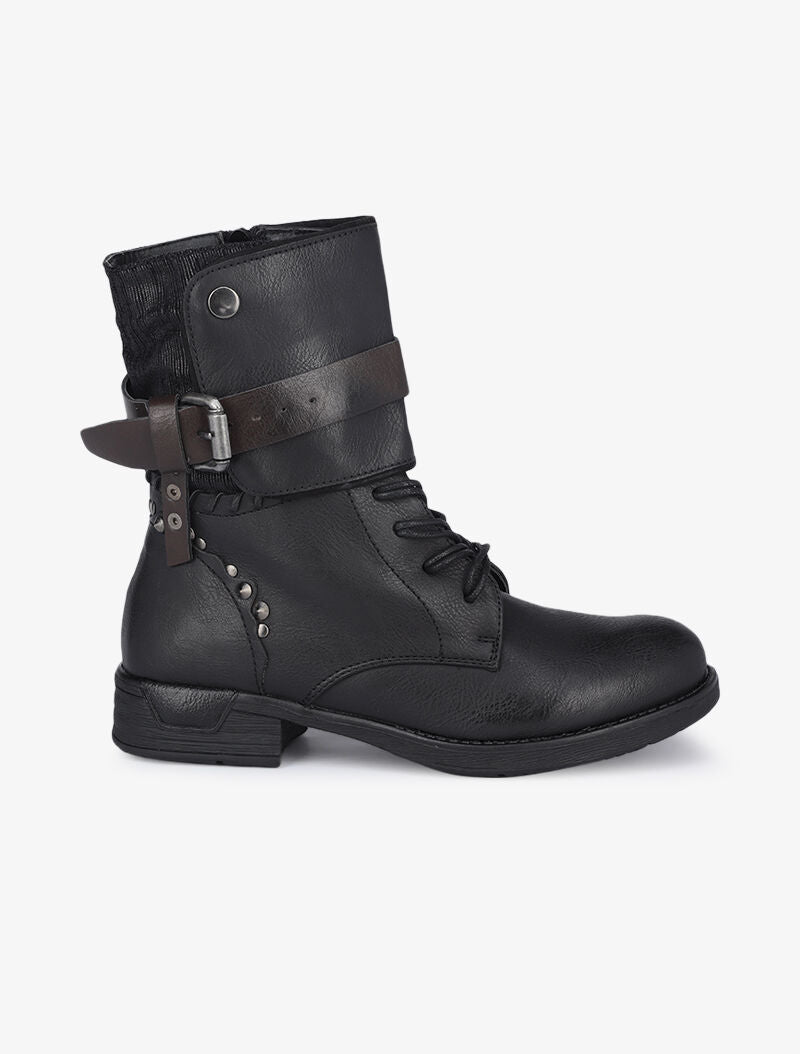 Boots style rangers à contrefort clouté - Noir - 2