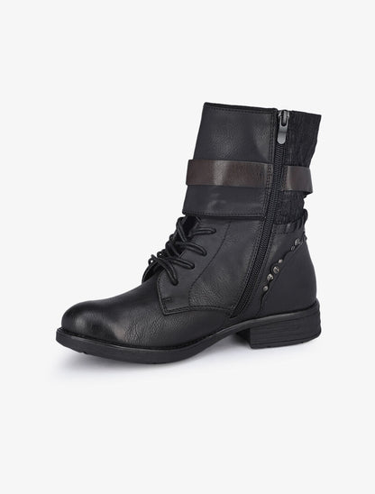 Boots style rangers à contrefort clouté - Noir - 4