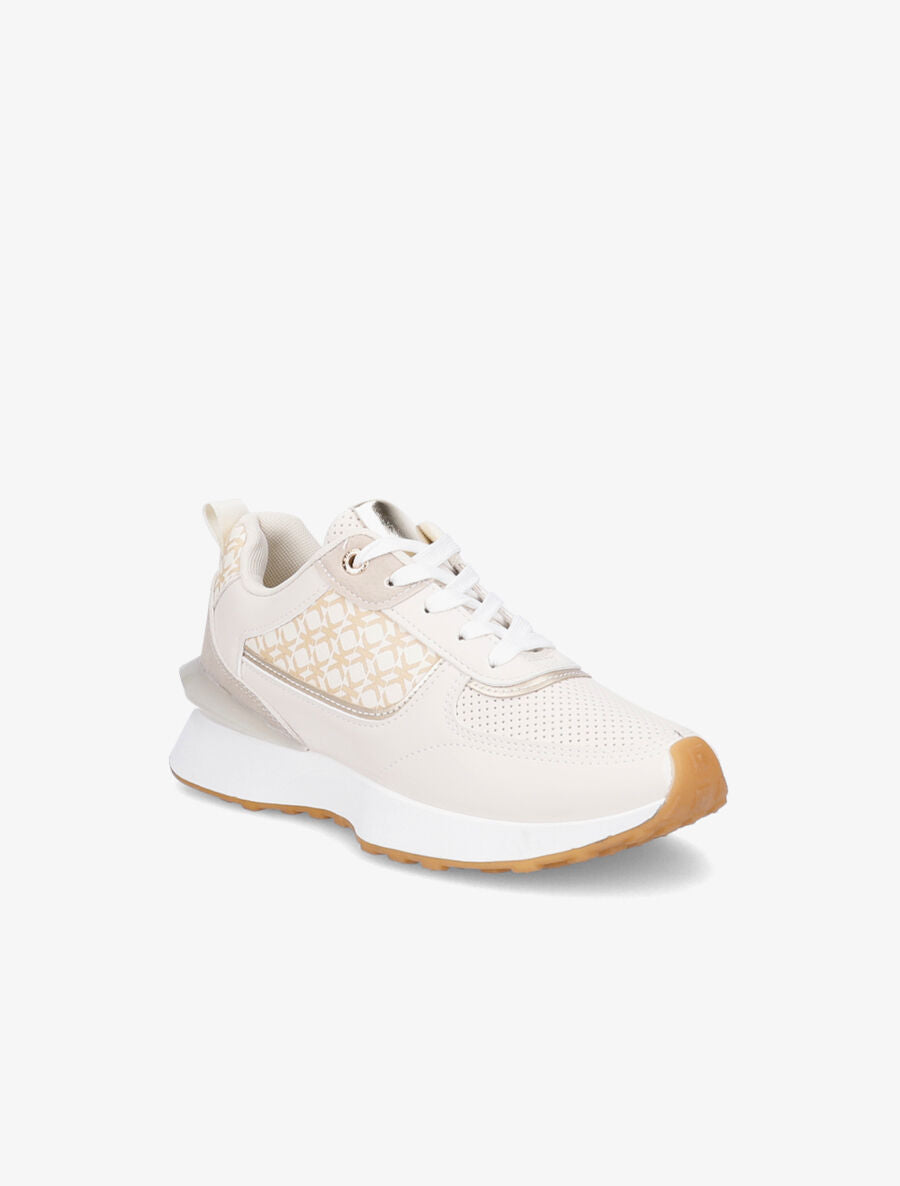 Baskets à imprimé et contrefort stylisé - Beige - 2