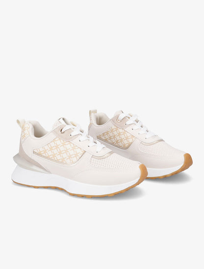 Baskets à imprimé et contrefort stylisé - Beige - 4