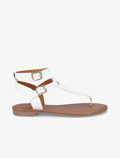 Nu-pieds en simili à double brides - Blanc - 1
