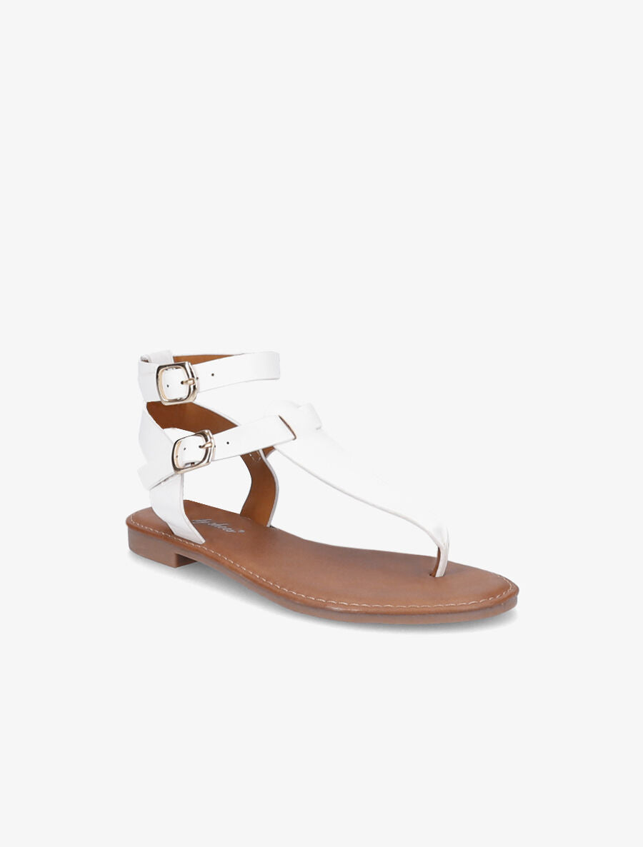 Nu-pieds en simili à double brides - Blanc - 2