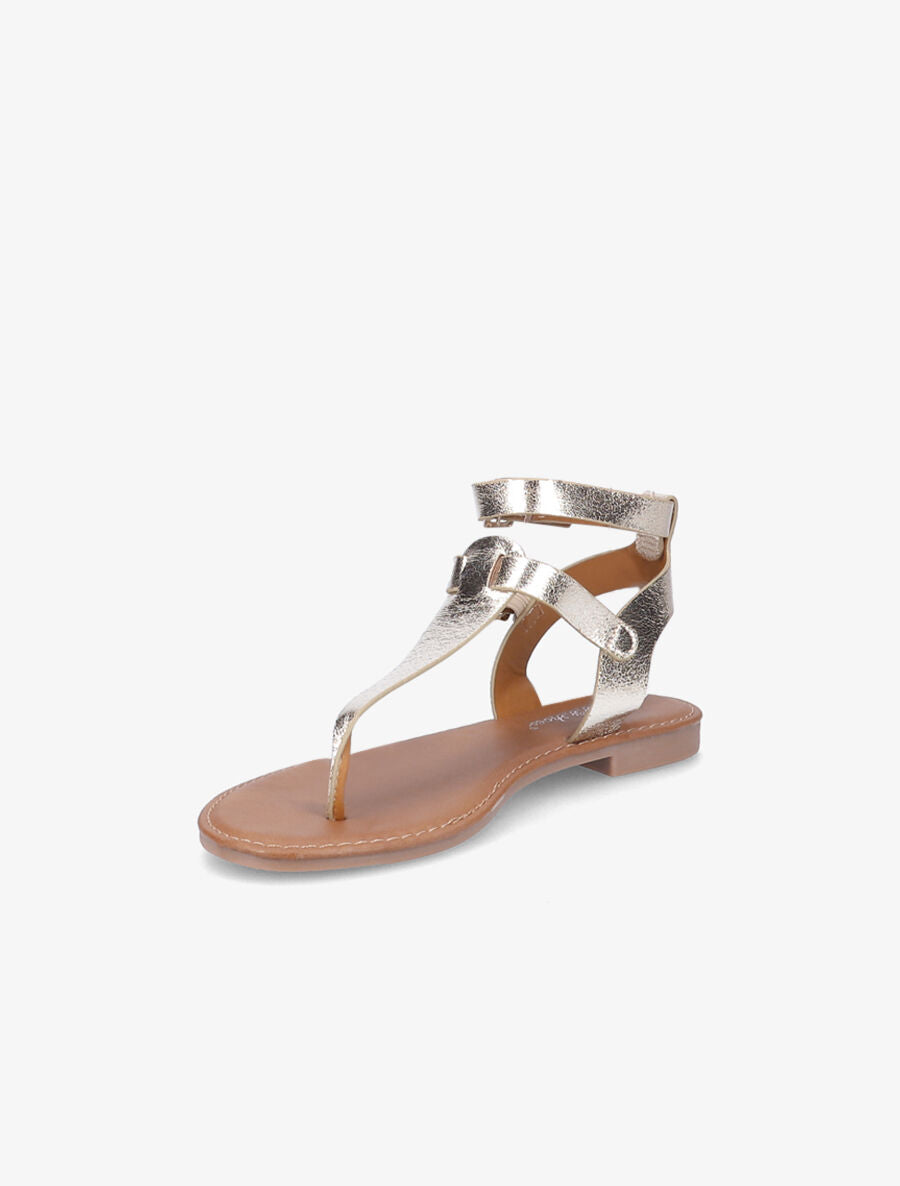 Nu-pieds en simili nacré à double brides - Or - 3