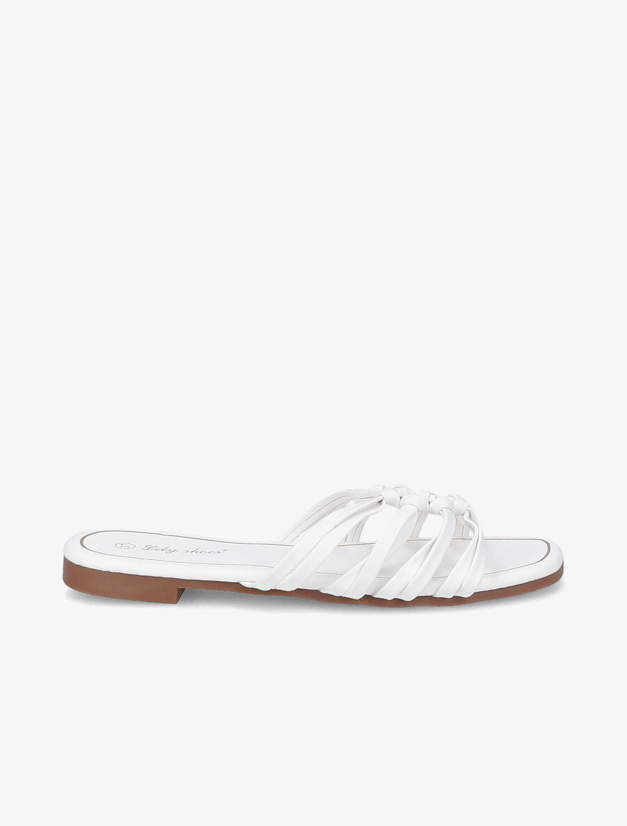 Mules plates à brides et anneaux - Blanc - 1