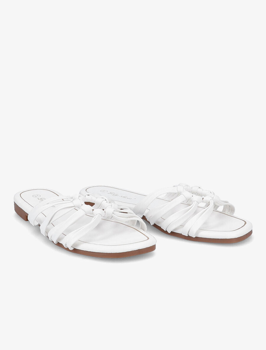 Mules plates à brides et anneaux - Blanc - 4