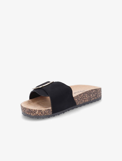Claquettes en suédine à boucle métallique - Noir - 3