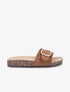 Claquettes en suédine à boucle métallique - Camel - 1
