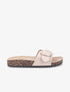 Claquettes en suédine à boucle métallique - Beige - 1
