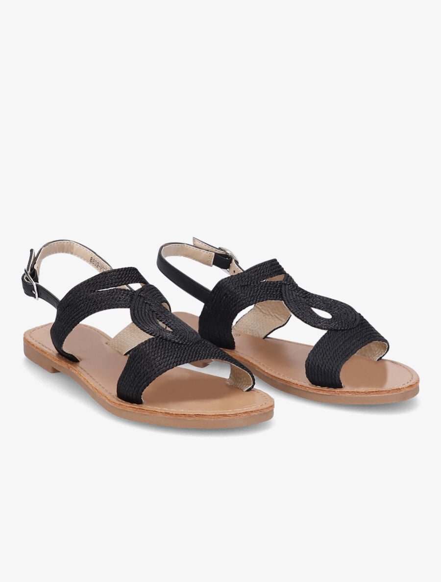 Nu-pieds à ganses entrelacées et texturées - Noir - 5