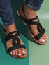 Nu-pieds à ganses entrelacées et texturées - Noir - 1