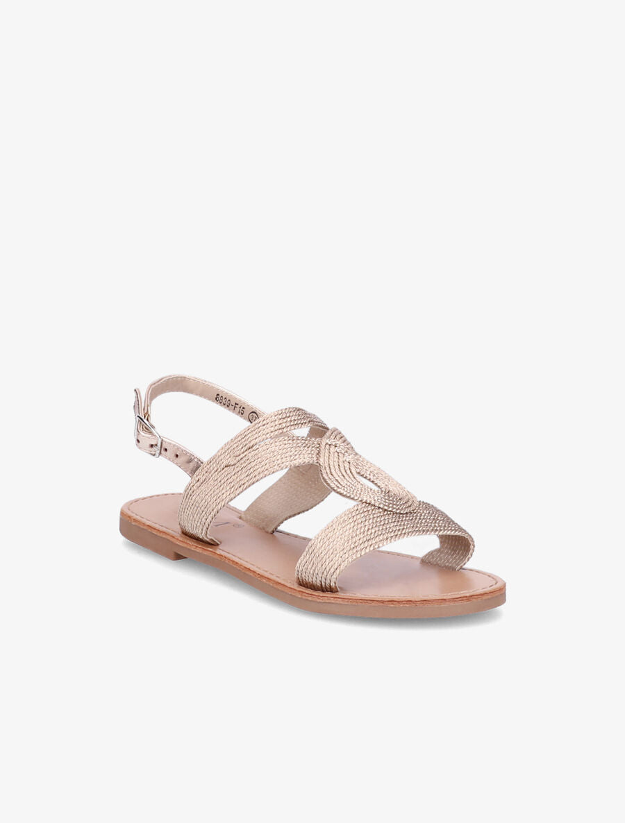 Nu-pieds à ganses entrelacées et texturées - Champagne - 1