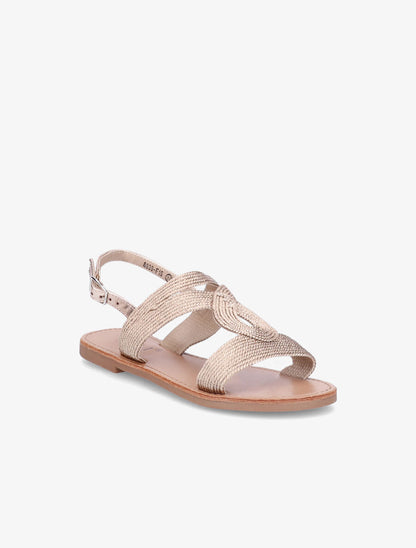 Nu-pieds à ganses entrelacées et texturées - Champagne - 1