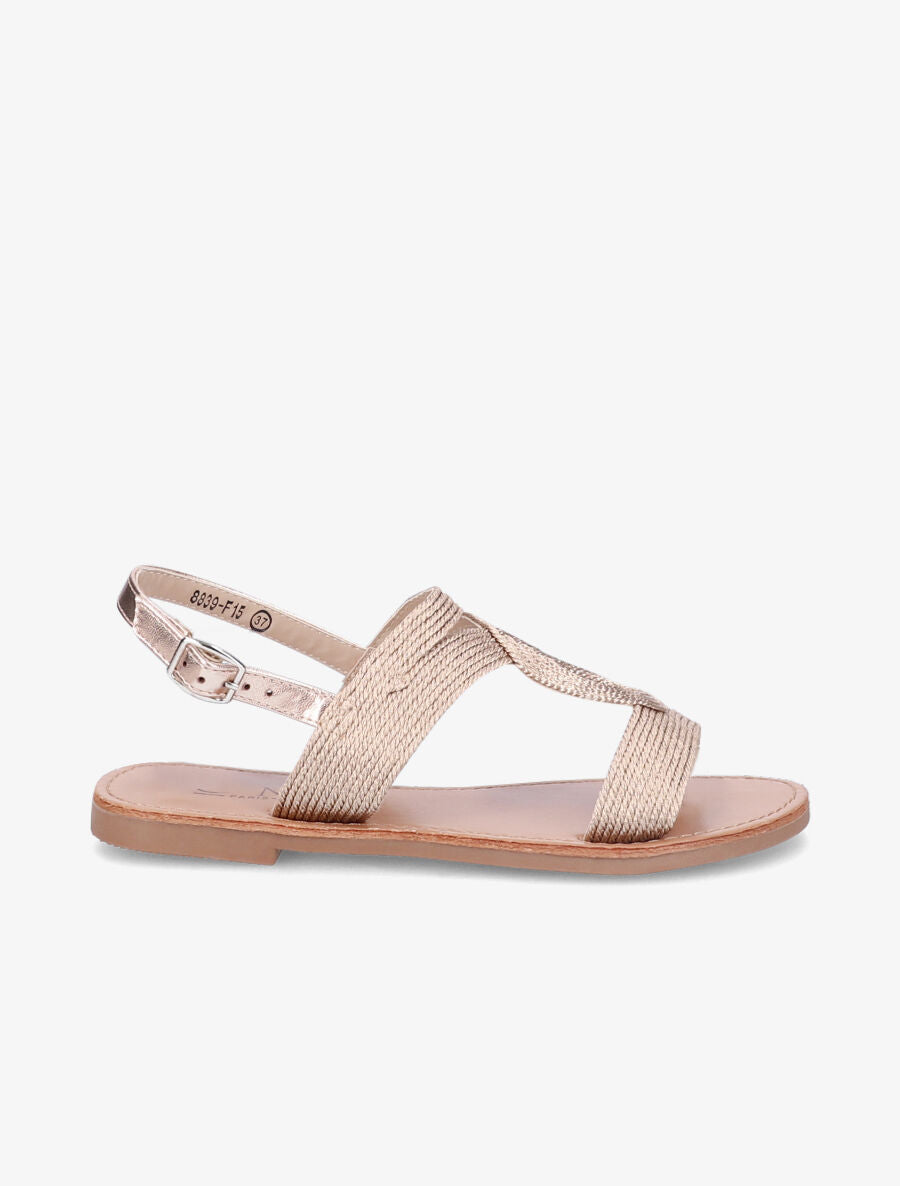 Nu-pieds à ganses entrelacées et texturées - Champagne - 2