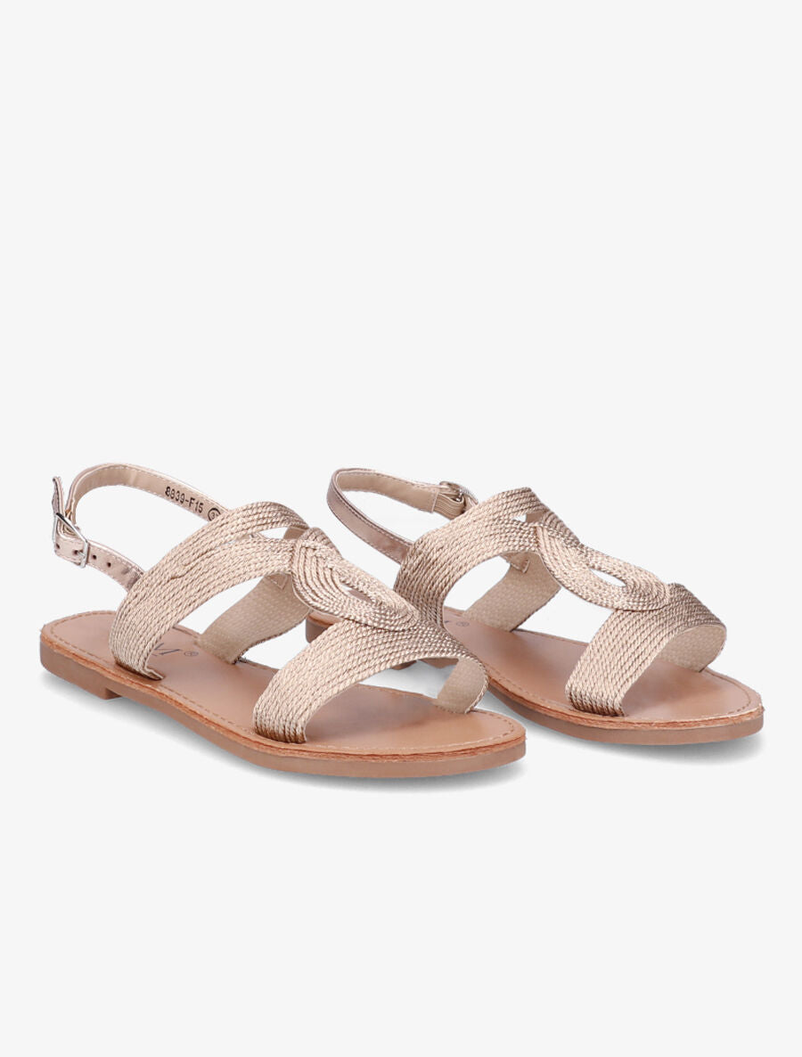 Nu-pieds à ganses entrelacées et texturées - Champagne - 4