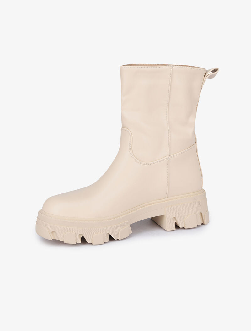 Boots montantes à semelles crantées - Beige - 3