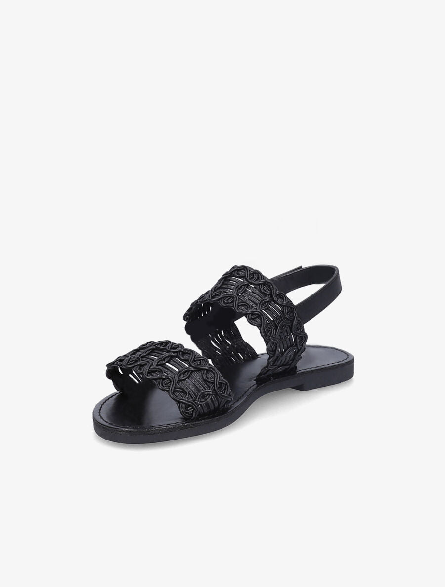 Nu-pieds à bride et ganse tressée - Noir - 3