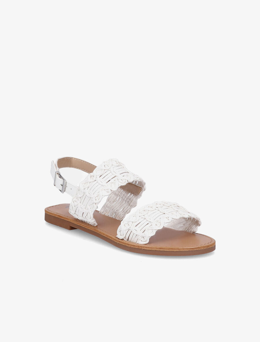 Nu-pieds à bride et ganse tressée - Blanc - 1