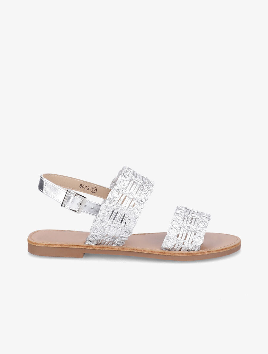 Nu-pieds à bride et ganse tressée - Argent - 2