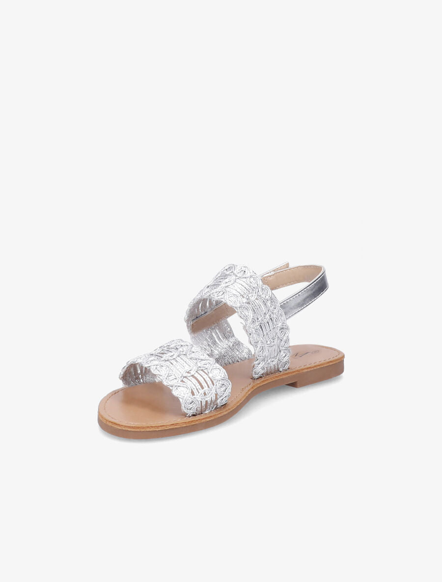 Nu-pieds à bride et ganse tressée - Argent - 3