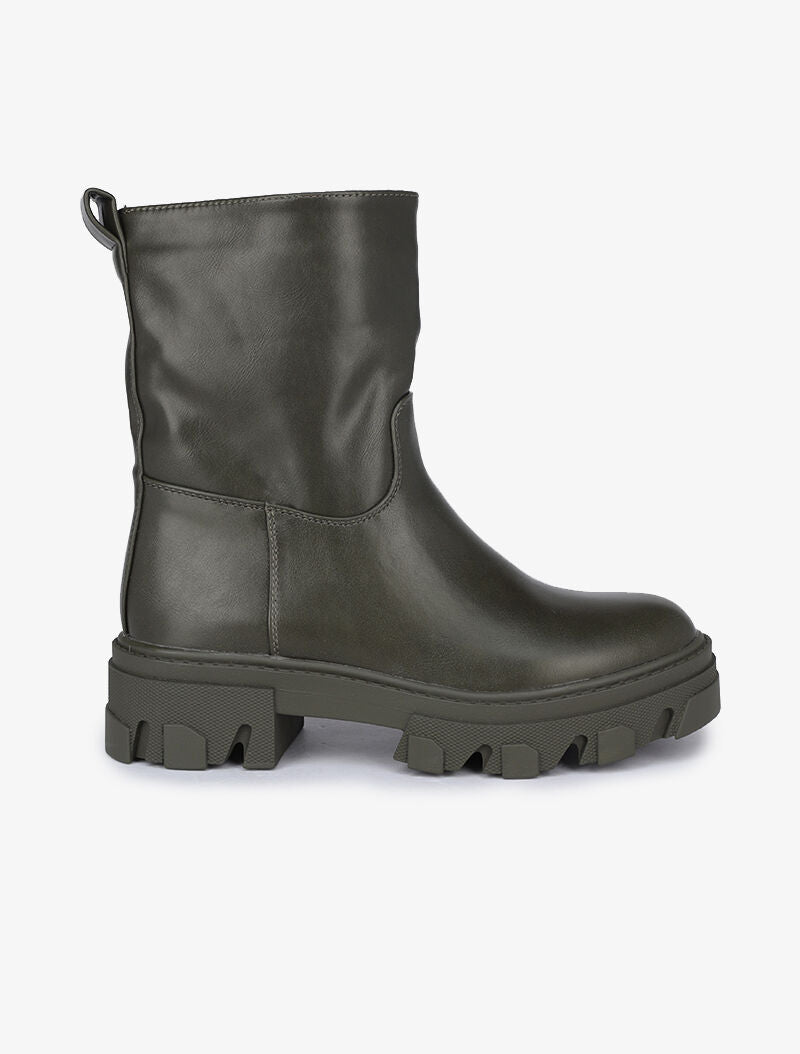 Boots montantes à semelles crantées - Kaki - 5
