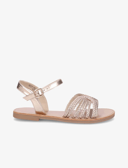Nu-pieds à ganses tressées entrelacées - Champagne - 2