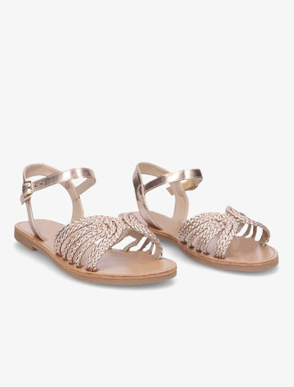 Nu-pieds à ganses tressées entrelacées - Champagne - 4