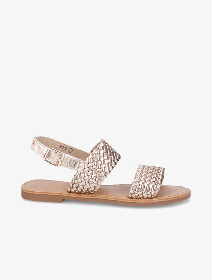 Sandales plates à brides en simili tressé - Rose gold - 2