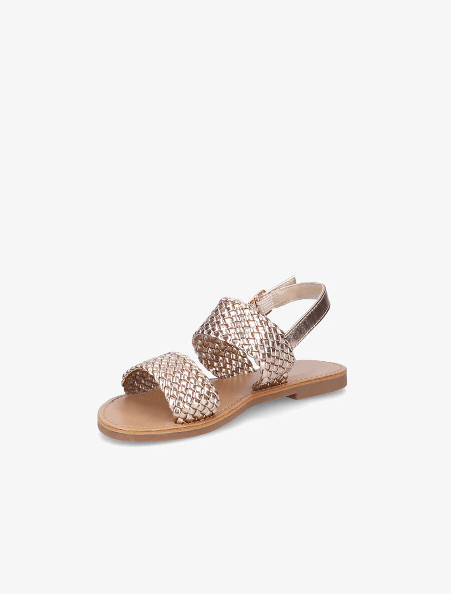 Sandales plates à brides en simili tressé - Rose gold - 3