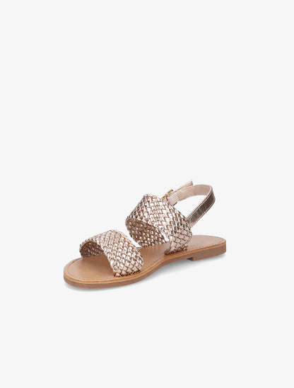 Sandales plates à brides en simili tressé - Rose gold - 3