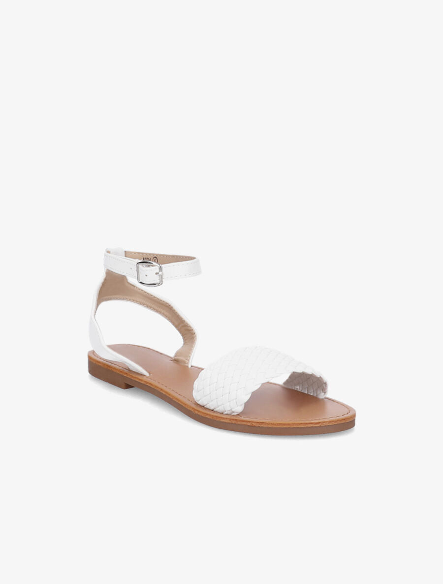 Nu-pieds à ganses tressées effet osier - Blanc - 5