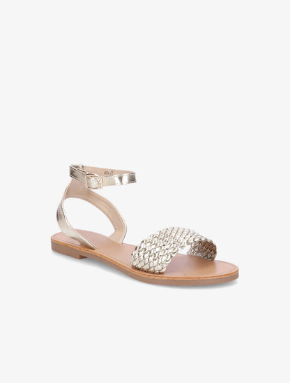 Nu-pieds à ganses tressées effet osier - Or - 1